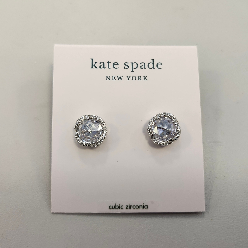 NWT Kate Spade Silver-Tone That Sparkle Clear Earrings - Picture 1 of 2